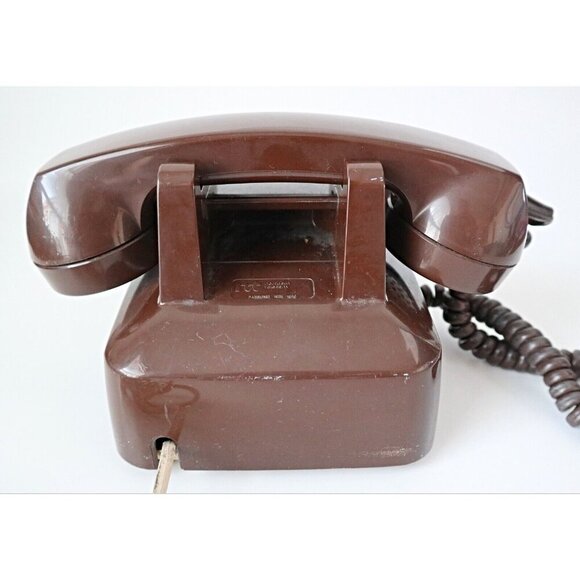 Vintage Brown Push Button Desk Phone Retro Touch Tone Telephone - Picture 4 of 5
